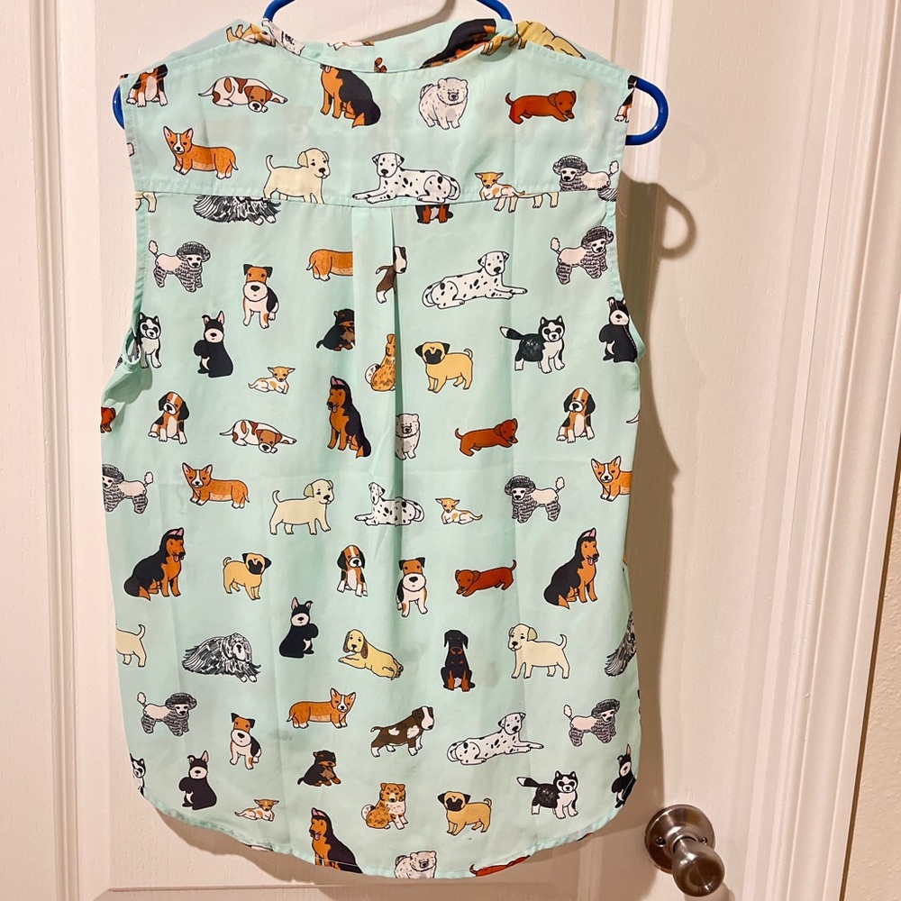 Mint Green Dog Print Blouse - Picture 3 of 3